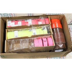 LARGE BOX OF ASSORTED FLAGGING AND TAPE