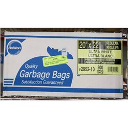 BOX OF QUALITY GARBAGE BAGS 20"X22" ULTRA WHITE