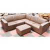 Image 1 : BROWN LEATHERETTE LARGE SECTIONAL WITH OTTOMAN