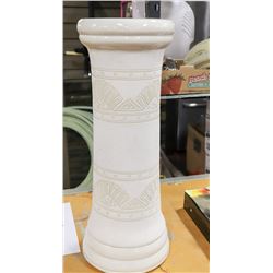 WHITE CERAMIC PEDESTAL - 23" TALL X 9" DIAMETER.