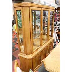 WOOD & GLASS CHINA CABINET 72"X16"X75".