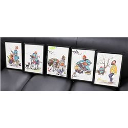 SET OF FIVE ORIGINAL COLOR SKETCHES BY A. SHOPS -