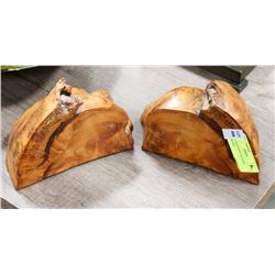 BURLWOOD KNOT MATCHING BOOKENDS.