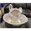 Image 1 : 1979 BASIN AND PITCHER SET WITH VINTAGE COTTAGE