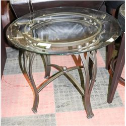 GLASS TOP END TABLE, 26"X22"