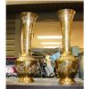 Image 1 : PAIR OF DECORATIVE BRASS VASES, 16" TALL