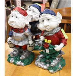 GROUP OF 3 CERAMIC GARDEN GNOME W/WATER BUCKETS -