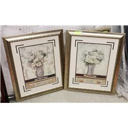 SET OF 2 WHITE FLOWER PICTURES