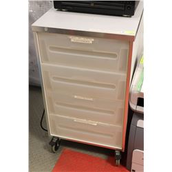 4 DRAWER STORAGE CART ON WHEELS,