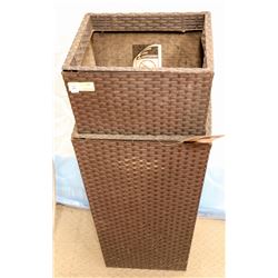 LOT OF 2 RATTAN STYLE PLANTERS