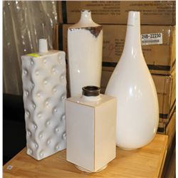 LOT OF 4 BIG WHITE VASES