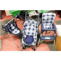 4PC GRACO BABY DOLL SET INCL STROLLER, SWING, HIGH
