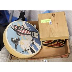 FIRST NATIONS DRUM AND WOOD BOX