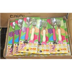 CASE OF CHILDRENS STAINLESS STEEL SPOON AND FORKS