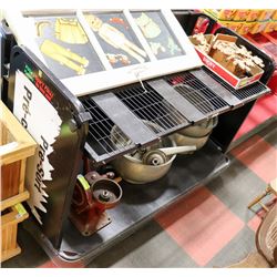 GROUP OF 2 RED AND BLACK STORE CARTS ON WHEELS