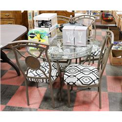 METAL AND GLASS TABLE WITH 4 CHAIRS