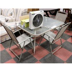 GLASS PATIO TABLE WITH 4 CHAIRS