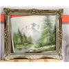 Image 1 : LARGE VINTAGE MOUNTAIN SCENE OIL PAINTING