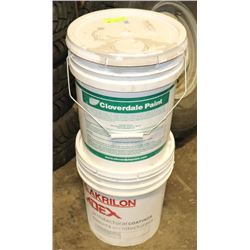 TWO 5L PAILS - CLOVERDALE PAINT 1 TAUPE AND 1 GRAY