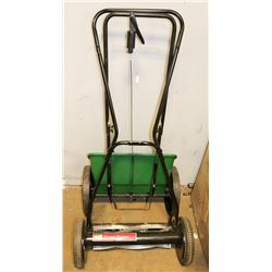 GRASS SEEDER WITH PUSH LAWNMOWER
