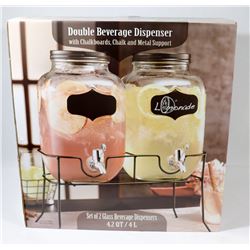 DOUBLE BEVERAGE DISPENSER WITH CHALKBOARD AND