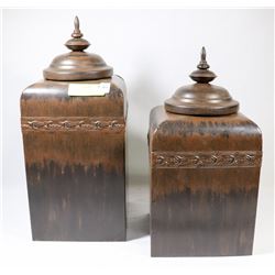 SET OF ANTIQUE BRONZE DECORATIVE CANISTERS