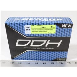 BOX OF NEW DUNLOP TITANIUM DISTANCE GOLF BALLS