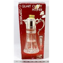 2 QUART SILVER PLATE PITCHER WITH ICE TUBE.