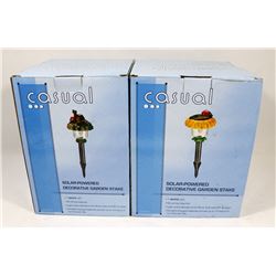 SET OF 2 WHITE LIGHT SOLAR LIGHTS - TURTLE &