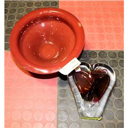 HANDMADE BOWL SOLD WITH PAPERWEIGHT