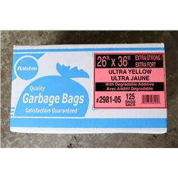 CASE OF 125- 26"X36" YELLOW GARBAGE BAGS