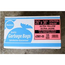 CASE OF 125- 26"X36" YELLOW GARBAGE BAGS