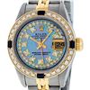 Image 2 : Rolex Ladies 2 Tone 14K Blue MOP Diamond & Sapphire Datejust Wriswatch