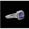 2.62 ctw Tanzanite and Diamond Ring - 14KT White Gold