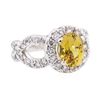 4.47 ctw Yellow Sapphire And Diamond Ring - 14KT White Gold