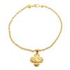 Chanel Gold Chain Link Qua Trefoil CC Drop Pendant Vintage Necklace 96A