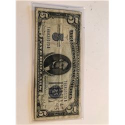 1934 D Series 5 Dollar Silver Certificate VF/XF High Grade Note