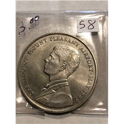 1985 Falkland Islands 50 Cents Opening of Mount Pleasant Coin in MS High Grade