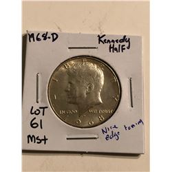 1968 D Kennedy Silver Half Dollar MS  High Grade