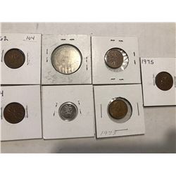 Group of 7 World Carded Coins Assorted Countries Mints and Dates