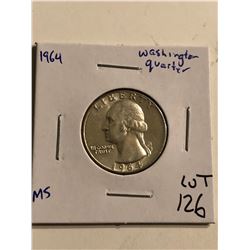 1964 P Silver Washington Quarter MS High Grade Nice  Early US Coin