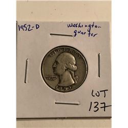 1952 D Silver Washington Quarter Nice Early US Coin