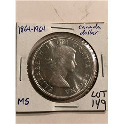 1964 Canadian Silver QUEBEC Dollar MS High Grade 5999oz
