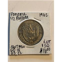 1962 Silver Panama 1/2 Balboa MS High Grade