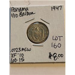 1947 Silver Panama 1/10 Balboa MS High Grade