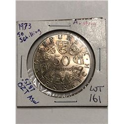 Beautiful 1973 Austrian Silver 50 Shillings .5787 ASW