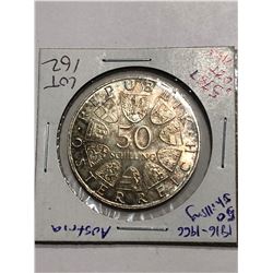 Beautiful 1966 Toned Austrian Silver 50 Shillings .5787 ASW