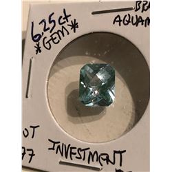 Rare Investment GEM GRADE HUGE 6.25 Carat BRAZILIAN AQUAMARINE Princess Cut