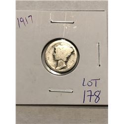 1917 2nd Year Silver Mercury Dime Nice Early US Coin
