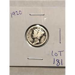 1920 Silver Mercury Dime Nice Early US Coin